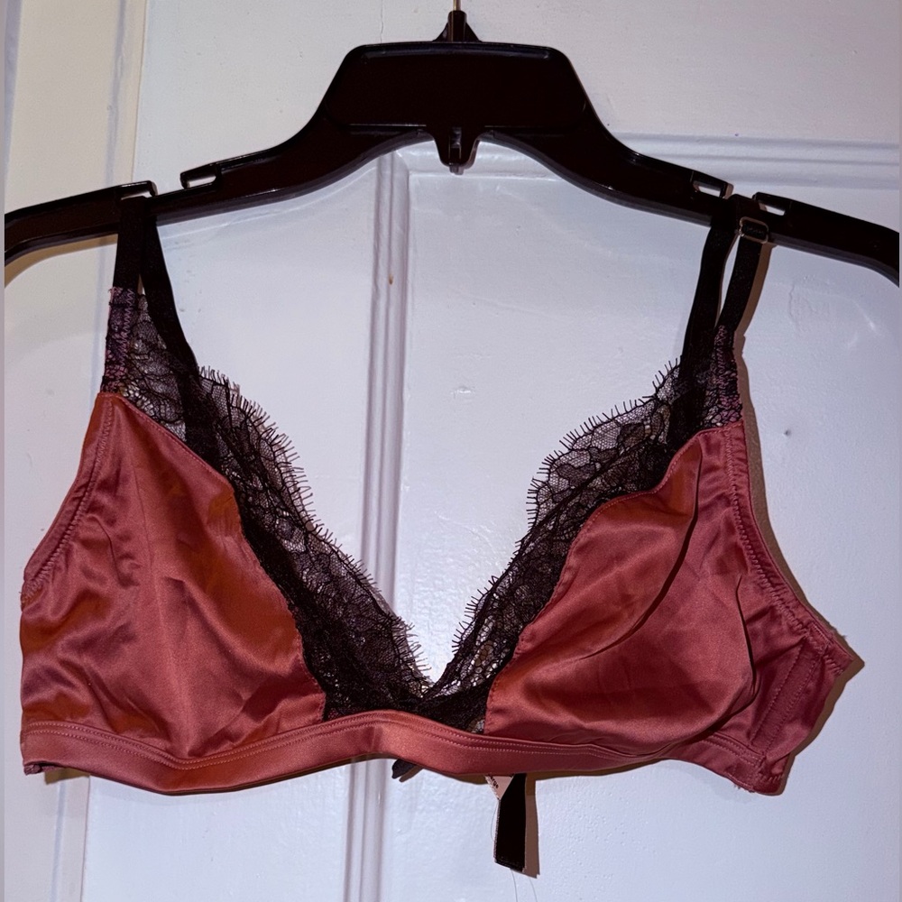 Victoria's Secret Satin Bralette in coral and Black